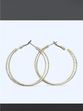 Textured Silver Hoop Earrings - Women Jewelry
